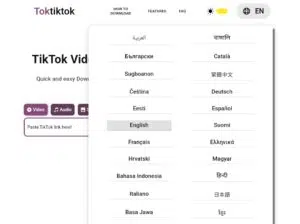 Toktiktok Support banyak bahasa
